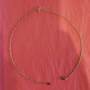 Sterling Silver 12" Anklet with Cross